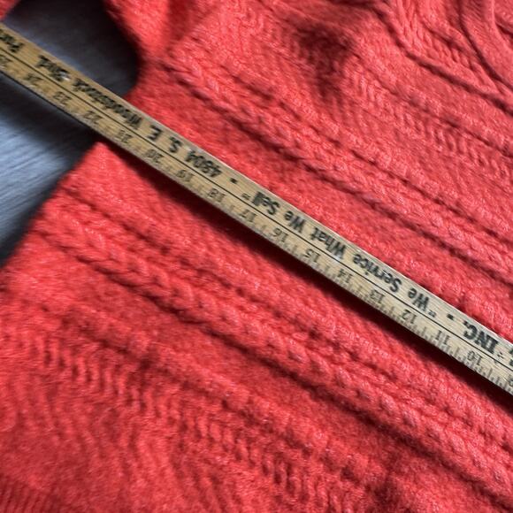 FRNCH PARIS Knit Sweater Womens M Orange Short Boxy Fit Cozy Typewriter - Picture 7 of 8